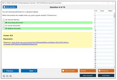 SAP C_TS452_1909 SAP Certified Application Associate - SAP S/4HANA Sourcing and Procurement Practice test exam simulator test engine exam Prep practice test questions answers Image 4