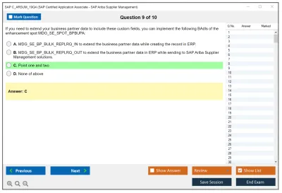 SAP C_ARSUM_19Q4 SAP Certified Application Associate - SAP Ariba Supplier Management Practice test exam simulator test engine exam Prep practice test questions answers Image 9