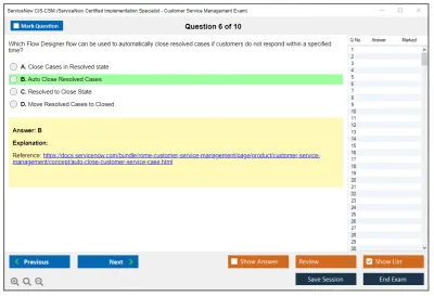 ServiceNow CIS-CSM ServiceNow Certified Implementation Specialist - Customer Service Management Exam Practice test exam simulator test engine exam Prep practice test questions answers Image 6
