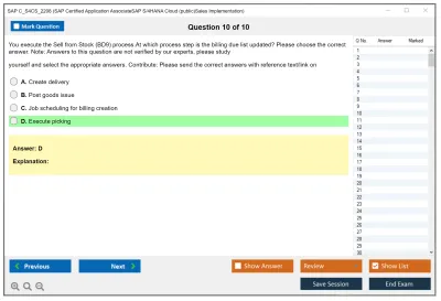 SAP C_S4CS_2208 SAP Certified Application AssociateSAP S/4HANA Cloud (public)Sales Implementation Practice test exam simulator test engine exam Prep practice test questions answers Image 10