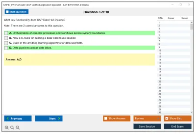 SAP E_BW4HANA200 SAP Certified Application Specialist - SAP BW/4HANA 2.0 Delta Practice test exam simulator test engine exam Prep practice test questions answers Image 3