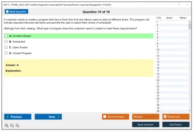 SAP C_THR88_2205 SAP Certified Application AssociateSAP SuccessFactors Learning Management 1H/2022 Practice test exam simulator test engine exam Prep practice test questions answers Image 10