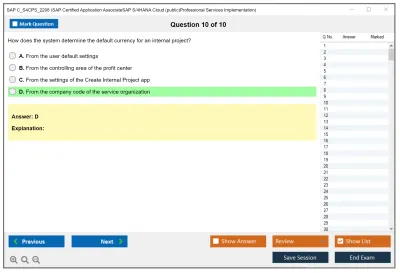SAP C_S4CPS_2208 SAP Certified Application AssociateSAP S/4HANA Cloud (public)Professional Services Implementation Practice test exam simulator test engine exam Prep practice test questions answers Image 10