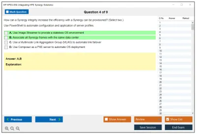 HP HPE0-S50 Integrating HPE Synergy Solutions Practice test exam simulator test engine exam Prep practice test questions answers Image 4