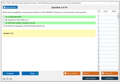 SAP C_TS451_1809 SAP Certified Application Associate - SAP S/4HANA Sourcing and Procurement (w/o Inventory Management) Practice test exam simulator test engine exam Prep practice test questions answers Image 2