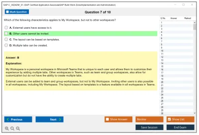 SAP C_WZADM_01 SAP Certified Application AssociateSAP Build Work ZoneImplementation and Administration Practice test exam simulator test engine exam Prep practice test questions answers Image 7