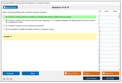 Informatica PR000041 PowerCenter Data Integration 9.x:Developer Specialist Practice test exam simulator test engine exam Prep practice test questions answers Image 10