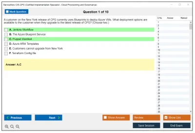 ServiceNow CIS-CPG Certified Implementation Specialist - Cloud Provisioning and Governance Practice test exam simulator test engine exam Prep practice test questions answers Image 1