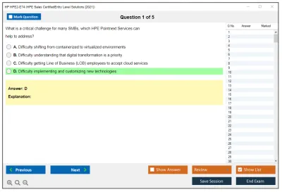 HP HPE2-E74 HPE Sales CertifiedEntry Level Solutions [2021] Practice test exam simulator test engine exam Prep practice test questions answers Image 1