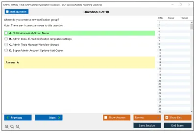SAP C_THR92_1908 SAP Certified Application Associate - SAP SuccessFactors Reporting Q3/2019 Practice test exam simulator test engine exam Prep practice test questions answers Image 8