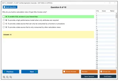 SAP C_HANAIMP_15 SAP Certified Application Associate - SAP HANA 2.0 (SPS03) Practice test exam simulator test engine exam Prep practice test questions answers Image 6