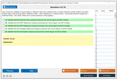 SAP C_THR96_2205 SAP Certified Application AssociateSAP SuccessFactors Workforce Analytics Technical Consultant 1H/2022 Practice test exam simulator test engine exam Prep practice test questions answers Image 4
