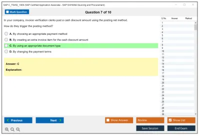 SAP C_TS452_1909 SAP Certified Application Associate - SAP S/4HANA Sourcing and Procurement Practice test exam simulator test engine exam Prep practice test questions answers Image 7