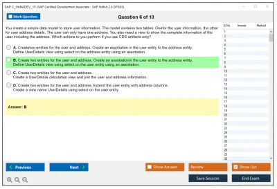 SAP C_HANADEV_15 SAP Certified Development Associate - SAP HANA 2.0 SPS03 Practice test exam simulator test engine exam Prep practice test questions answers Image 6