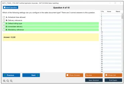 SAP C_TS460_1709 SAP Certified Application Associate - SAP S/4HANA Sales Upskilling Practice test exam simulator test engine exam Prep practice test questions answers Image 4