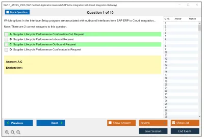 SAP C_ARCIG_2302 SAP Certified Application AssociateSAP Ariba Integration with Cloud Integration Gateway Practice test exam simulator test engine exam Prep practice test questions answers Image 1