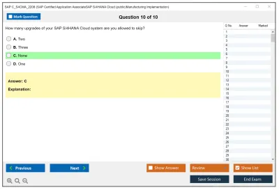 SAP C_S4CMA_2208 SAP Certified Application AssociateSAP S/4HANA Cloud (public)Manufacturing Implementation Practice test exam simulator test engine exam Prep practice test questions answers Image 10