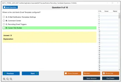 SAP C_THR84_2205 SAP Certified Application AssociateSAP SuccessFactors Recruiting: Candidate Experience 1H/2022 Practice test exam simulator test engine exam Prep practice test questions answers Image 9