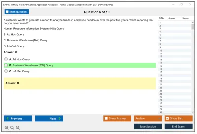 SAP C_THR12_65 SAP Certified Application Associate - Human Capital Management with SAP ERP 6.0 EHP5 Practice test exam simulator test engine exam Prep practice test questions answers Image 6