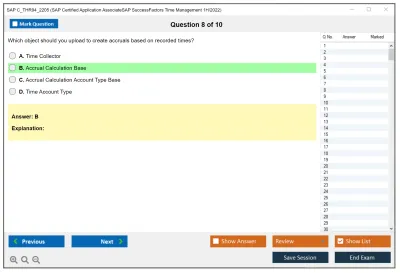 SAP C_THR94_2205 SAP Certified Application AssociateSAP SuccessFactors Time Management 1H/2022 Practice test exam simulator test engine exam Prep practice test questions answers Image 8