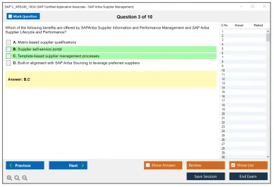 SAP C_ARSUM_19Q4 SAP Certified Application Associate - SAP Ariba Supplier Management Practice test exam simulator test engine exam Prep practice test questions answers Image 3