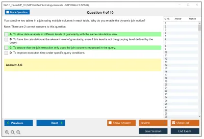 SAP C_HANAIMP_16 SAP Certified Technology Associate - SAP HANA 2.0 SPS04 Practice test exam simulator test engine exam Prep practice test questions answers Image 4