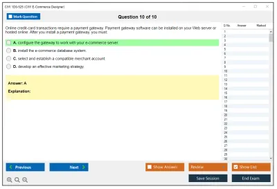 CIW 1D0-525 CIW v5 E-Commerce Designer Practice test exam simulator test engine exam Prep practice test questions answers Image 10