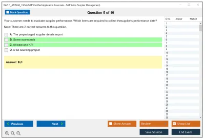 SAP C_ARSUM_19Q4 SAP Certified Application Associate - SAP Ariba Supplier Management Practice test exam simulator test engine exam Prep practice test questions answers Image 5