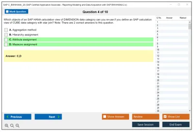 SAP C_BW4HANA_20 SAP Certified Application Associate - Reporting Modeling and Data Acquisition with SAP BW/4HANA 2.x Practice test exam simulator test engine exam Prep practice test questions answers Image 4