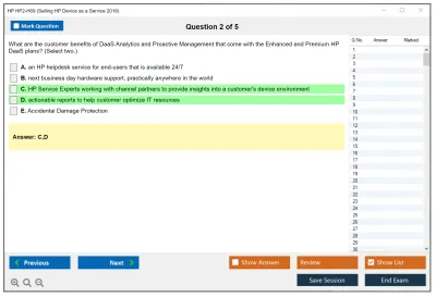 HP HP2-H69 Selling HP Device as a Service 2018 Practice test exam simulator test engine exam Prep practice test questions answers Image 2