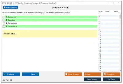 SAP C_C4H620_94 SAP Certified Development Associate - SAP Customer Data Cloud Practice test exam simulator test engine exam Prep practice test questions answers Image 3