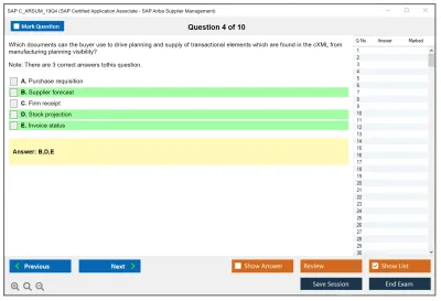 SAP C_ARSUM_19Q4 SAP Certified Application Associate - SAP Ariba Supplier Management Practice test exam simulator test engine exam Prep practice test questions answers Image 4