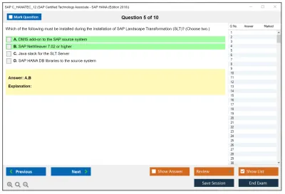 SAP C_HANATEC_12 SAP Certified Technology Associate - SAP HANA (Edition 2016) Practice test exam simulator test engine exam Prep practice test questions answers Image 5