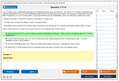 Google Professional-Collaboration-Engineer Google Cloud Certified - Professional Collaboration Engineer Practice test exam simulator test engine exam Prep practice test questions answers Image 7