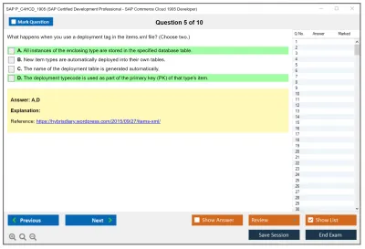 SAP P_C4HCD_1905 SAP Certified Development Professional - SAP Commerce Cloud 1905 Developer Practice test exam simulator test engine exam Prep practice test questions answers Image 5