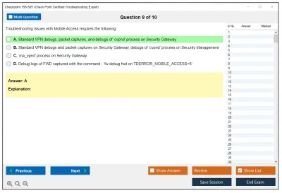 Checkpoint 156-585 Check Point Certified Troubleshooting Expert Practice test exam simulator test engine exam Prep practice test questions answers Image 9