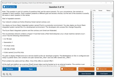 Microsoft 70-537 Configuring and Operating a Hybrid Cloud with Microsoft Azure Stack Practice test exam simulator test engine exam Prep practice test questions answers Image 5