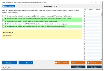 SAP E_BW4HANA207 SAP Certified Application SpecialistSAP BW/4HANA 2.0 Delta Practice test exam simulator test engine exam Prep practice test questions answers Image 2