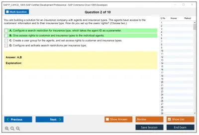 SAP P_C4HCD_1905 SAP Certified Development Professional - SAP Commerce Cloud 1905 Developer Practice test exam simulator test engine exam Prep practice test questions answers Image 2