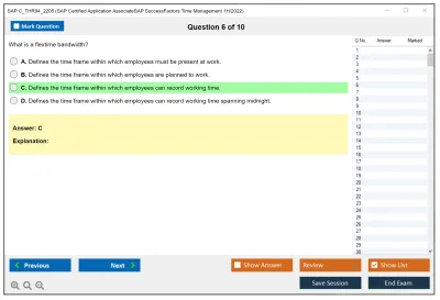SAP C_THR94_2205 SAP Certified Application AssociateSAP SuccessFactors Time Management 1H/2022 Practice test exam simulator test engine exam Prep practice test questions answers Image 6