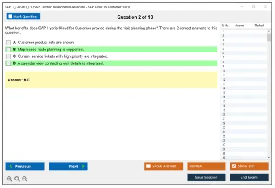 SAP C_C4H460_01 SAP Certified Development Associate - SAP Cloud for Customer 1911 Practice test exam simulator test engine exam Prep practice test questions answers Image 2