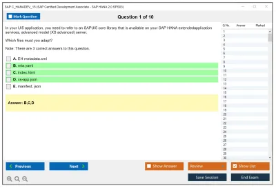 SAP C_HANADEV_15 SAP Certified Development Associate - SAP HANA 2.0 SPS03 Practice test exam simulator test engine exam Prep practice test questions answers Image 1