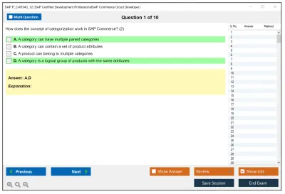 SAP P_C4H340_12 SAP Certified Development ProfessionalSAP Commerce Cloud Developer Practice test exam simulator test engine exam Prep practice test questions answers Image 1