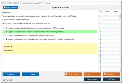 SAP C_ARCON_2302 SAP Certified Application AssociateSAP Ariba Contracts Practice test exam simulator test engine exam Prep practice test questions answers Image 9