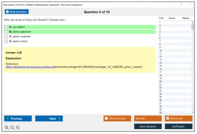 ServiceNow CIS-RCI Certified Implementation Specialist - Risk and Compliance Practice test exam simulator test engine exam Prep practice test questions answers Image 4