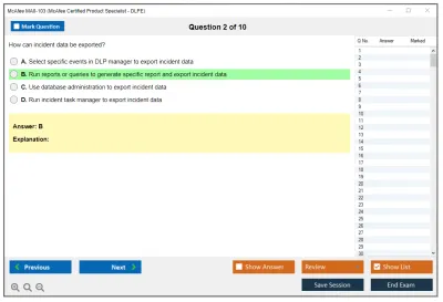 McAfee MA0-103 McAfee Certified Product Specialist - DLPE Practice test exam simulator test engine exam Prep practice test questions answers Image 2