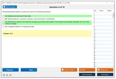 SAP C_TBW50H_75 SAP Certified Application Associate - Modeling and Data Acquisition with SAP BW 7.5 on HANA Practice test exam simulator test engine exam Prep practice test questions answers Image 4