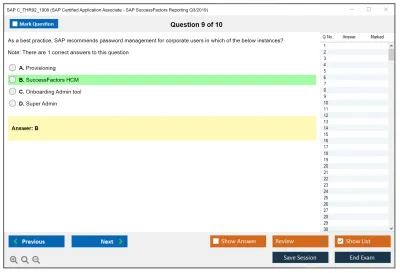 SAP C_THR92_1908 SAP Certified Application Associate - SAP SuccessFactors Reporting Q3/2019 Practice test exam simulator test engine exam Prep practice test questions answers Image 9