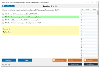 SAP C_S4FCF_2020 SAP Certified Application Associate - Central Finance in SAP S/4HANA Practice test exam simulator test engine exam Prep practice test questions answers Image 10