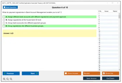 SAP C_S4FTR_1909 SAP Certified Application Associate Treasury with SAP S/4HANA Practice test exam simulator test engine exam Prep practice test questions answers Image 6